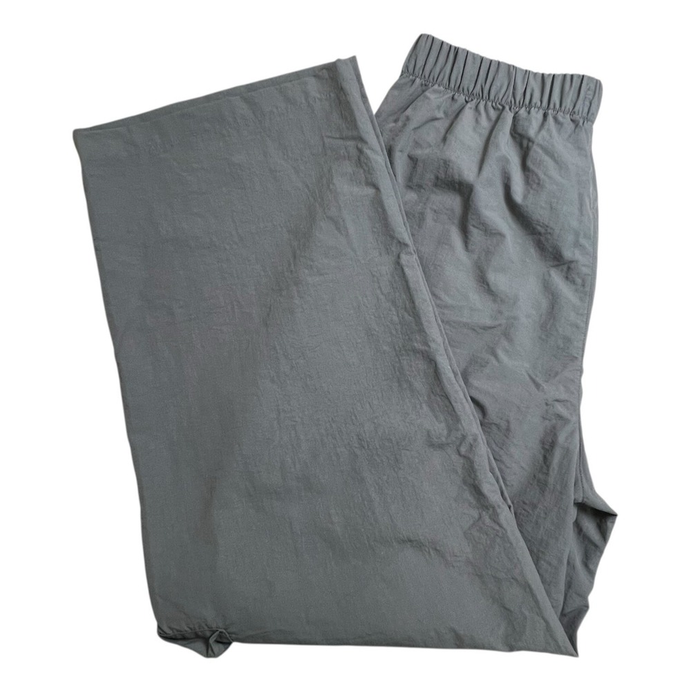 Wilo The Label Womens M‎ Gray Nylon Elastic Waist High Rise Wide Leg Cargo Pants